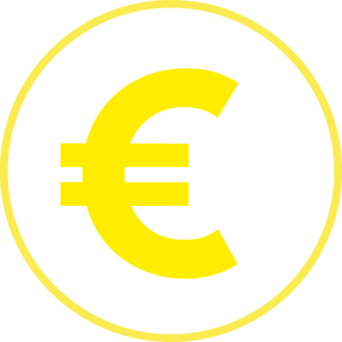 Icon mit einem Euro-Zeichen. Symbolbild für die Preisspanne an den Stationen